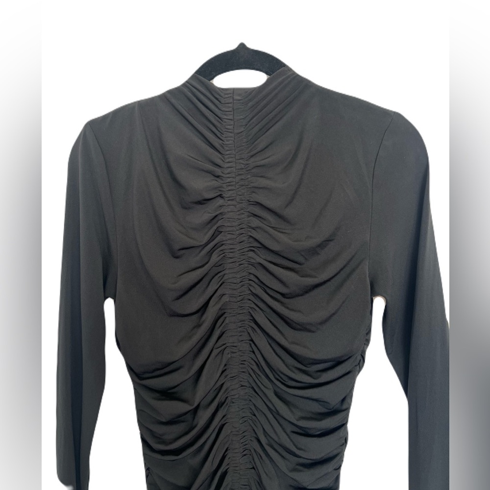 🖤 EUC RACHEL PARCELL Black Ruched Stretch Knit Long Sleeve Top | Women’s Small - Picture 4 of 9